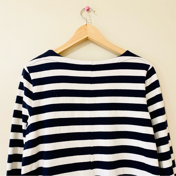 Gap Striped Dress Navy Blue and White Stripes Zipper Hem Long Sleeve Medium - Picture 5 of 7